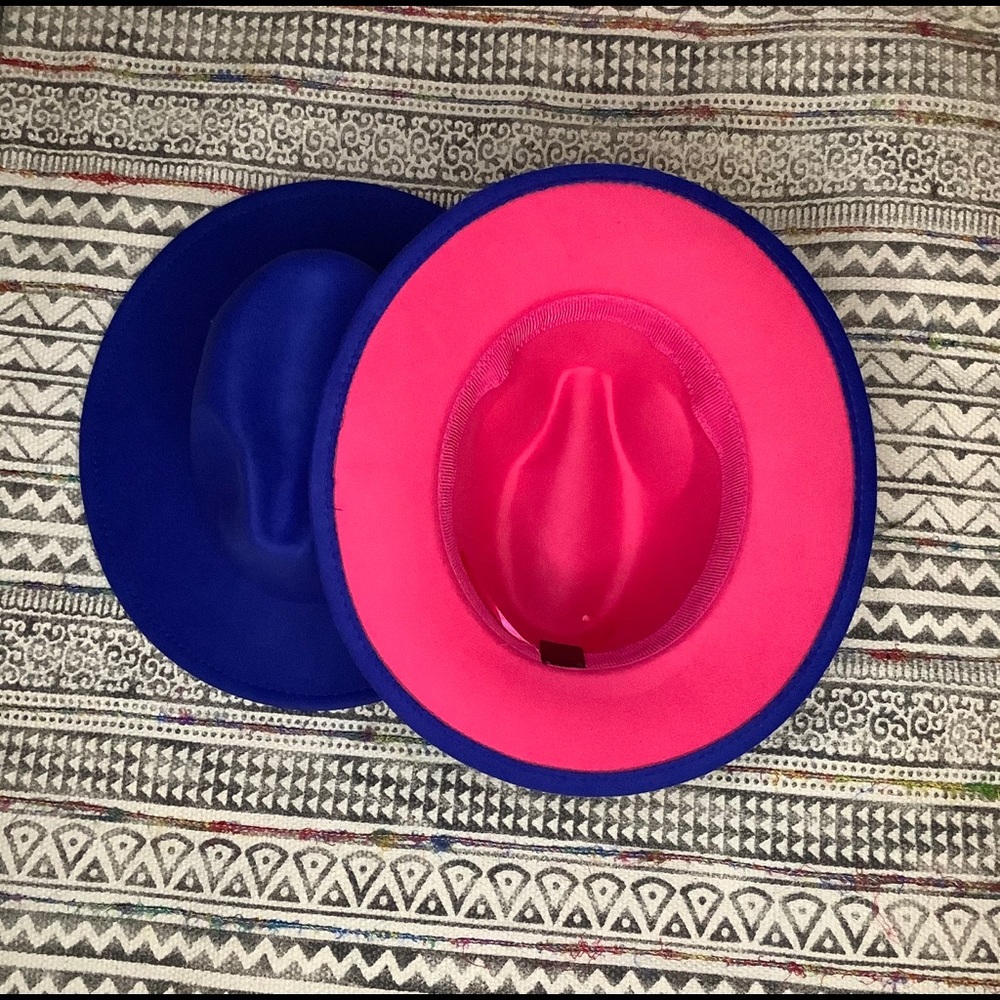 Royal Blue Fedora/ Pink Bottom